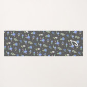 Lila en violet op grijs handgeschilderde yogamat (Achterkant (horizontaal))