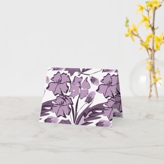 Lila en violette bloemen. kaart (Gele Bloem)