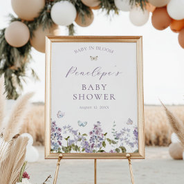 Lila en vlinders Baby shower Welkom Poster