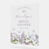 Lila en vlinders Vrijgezellenfeest Welkom Acryl Bord (Hoek)