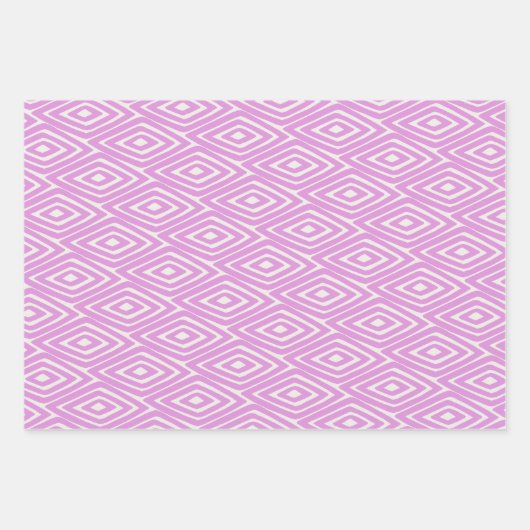 Lila en wit geometrisch diamantpatroon inpakpapier vel (Voorkant)