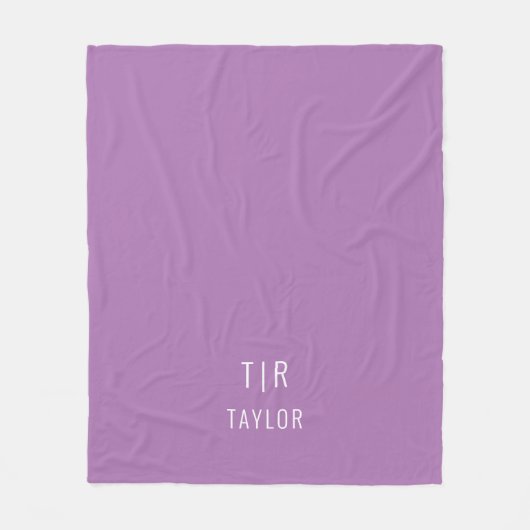 Lila en wit modern monogram elegant fleece deken (Voorkant)