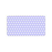 Lila en wit Polka Dot Pattern. Spotty. Etiket (Voorkant)