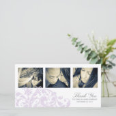 LILA EN WITTE BLOEI | BRUILOFT BEDANKT KAART (Staand voorkant)