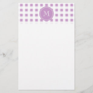 Lila en witte Gingham, Uw Monogram Briefpapier