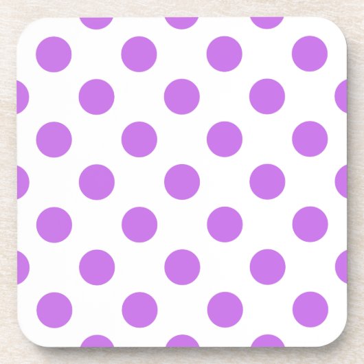 Lila en witte poka dots bier onderzetter (Voorkant)