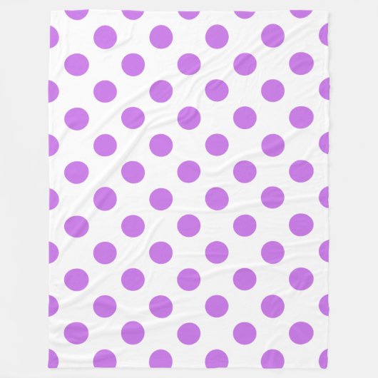 Lila en witte poka dots fleece deken (Voorkant)