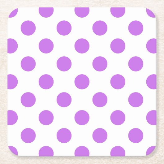 Lila en witte poka dots kartonnen onderzetters (Voorkant)