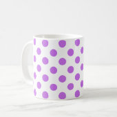 Lila en witte poka dots koffiemok (Voorkant links)
