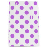 Lila en witte poka dots medium cadeauzakje (Voorkant)