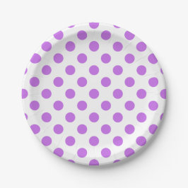Lila en witte poka dots papieren bordje