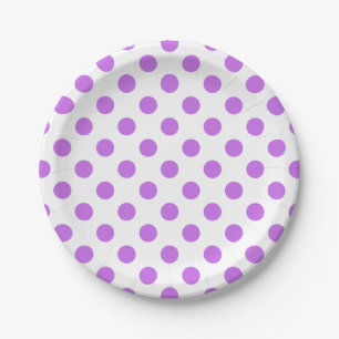 Lila en witte poka dots papieren bordje