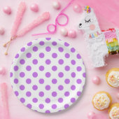 Lila en witte poka dots papieren bordje (Feest)