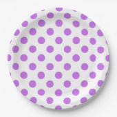 Lila en witte poka dots papieren bordje (Voorkant)