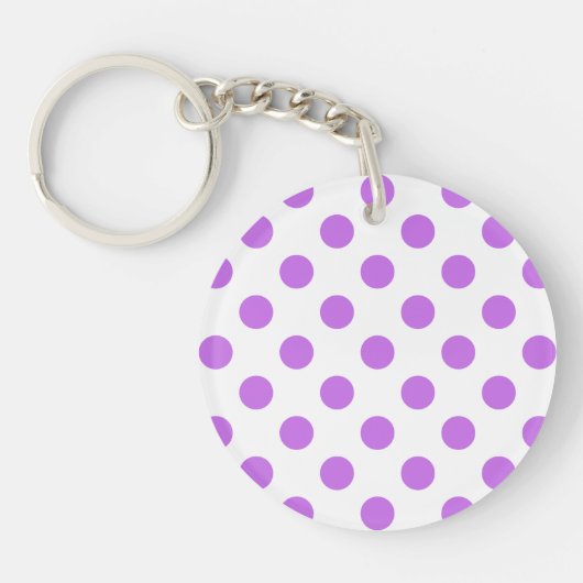 Lila en witte poka dots sleutelhanger (Voorkant)