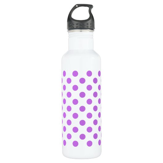 Lila en witte poka dots waterfles  (Voorkant)