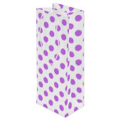 Lila en witte poka dots wijn cadeautas (Achterkant Gekanteld)