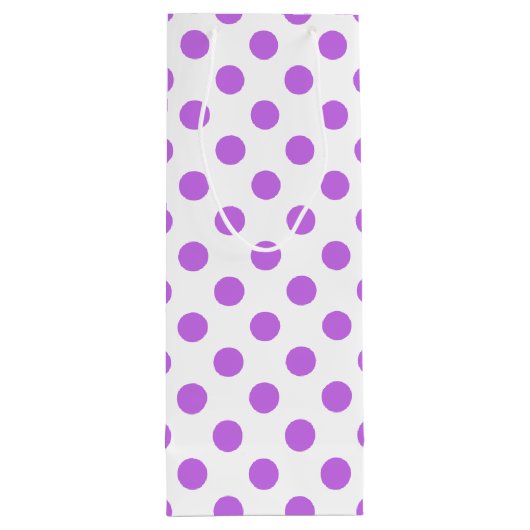 Lila en witte poka dots wijn cadeautas (Achterkant)