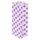 Lila en witte poka dots wijn cadeautas (Voorkant Gekanteld)