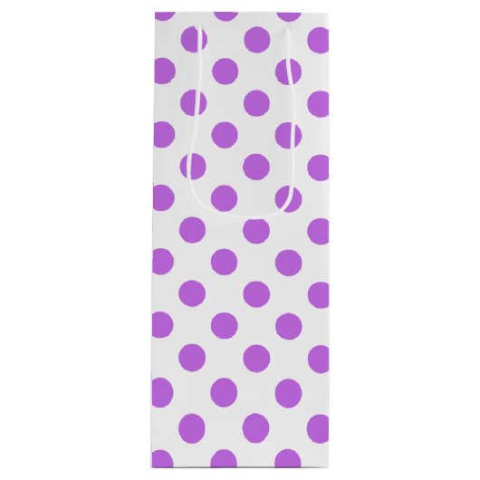 Lila en witte poka dots wijn cadeautas (Voorkant)
