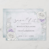 Lila en Witte Rozen Opslaan Datum (Voorkant / Achterkant)