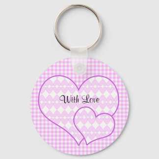Lila en witte schattige harten sleutelhanger