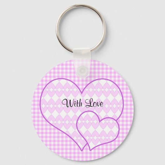 Lila en witte schattige harten sleutelhanger (Voorkant)