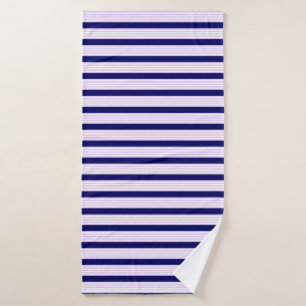 Lila en witte strepen met blauw van de marine badhanddoek