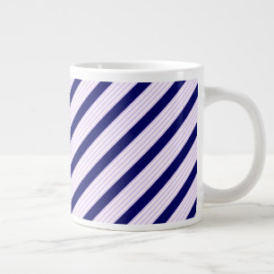 Lila en witte strepen met blauw van de marine grote koffiekop