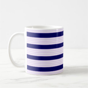 Lila en witte strepen met blauw van de marine koffiemok
