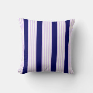 Lila en witte strepen met blauw van de marine kussen