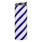 Lila en witte strepen met blauw van de marine thermosbeker (Gedraaid links)