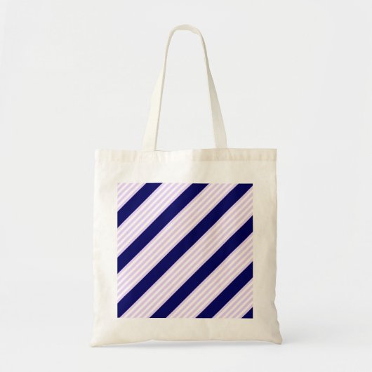 Lila en witte strepen met blauw van de marine tote bag (Voorkant)