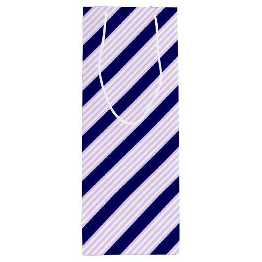 Lila en witte strepen met blauw van de marine wijn cadeautas (Achterkant)