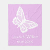 Lila En Witte Vlinders Bruiloft Fleece Deken (Voorkant)