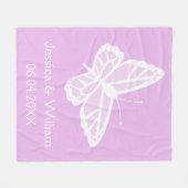 Lila En Witte Vlinders Bruiloft Fleece Deken (Voorkant (Horizontaal))