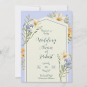 Lila en witte wilde bloemen geometrische bruiloft kaart (Voorkant)