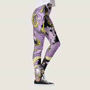 Lila en Yellow Splash Dragon Tattoo Leggings