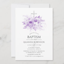 Lila en Zilver Bloem Doop of Christening