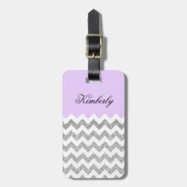 Lila en Zilveren Faux schittert Chevron Bagagelabel