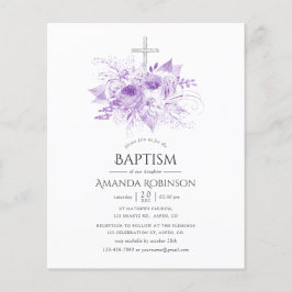 Lila en zilveren Floral Baptism of Christening Flyer