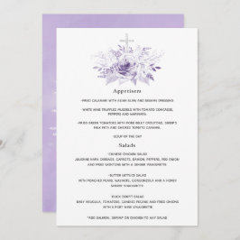 Lila en zilveren Floral Baptism of Christening Menu
