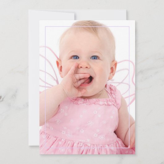 Lila en zilveren Floral Baptism of Christening Pho Kaart (Achterkant)