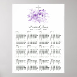Lila en zilveren Floral Baptism of Christening Poster