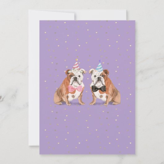 Lila Engelse Bulldog Trouwhonden Kaart (Achterkant)