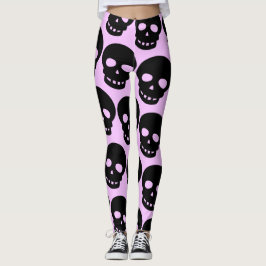 Lila esthetische pasta-Gothic Skulls Big Print Leggings