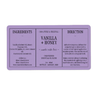 Lila etherische olie Cosmetische flessenwikkel ron Etiket