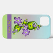 Lila Fantasy Flowers Green Shapes Fractal Name Case-Mate iPhone Case (Achterkant (horizontaal))