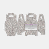 Lila Faux Bow Silver Sequins Sweet 16 Bedankdoosjes (Uitgevouwen)