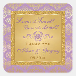 Lila, FAUX Glitter, Damask Snoep Buffet Sticker